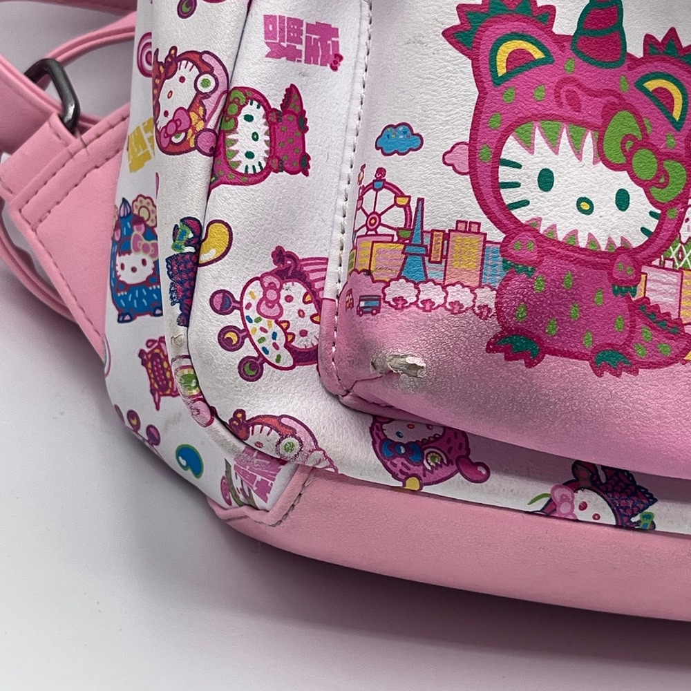 Loungefly Sanrio Hello Kitty Kaiju Mini Backpack Pink White Unicorn Monster - Picture 3 of 9